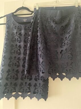 LOFT Navy Eyelet Cutout Tank Top & Skirt Set
NWT